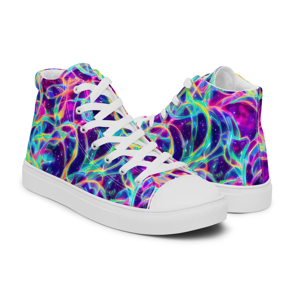 Electric Starweave on Men's High Top Canvas Shoes — Right