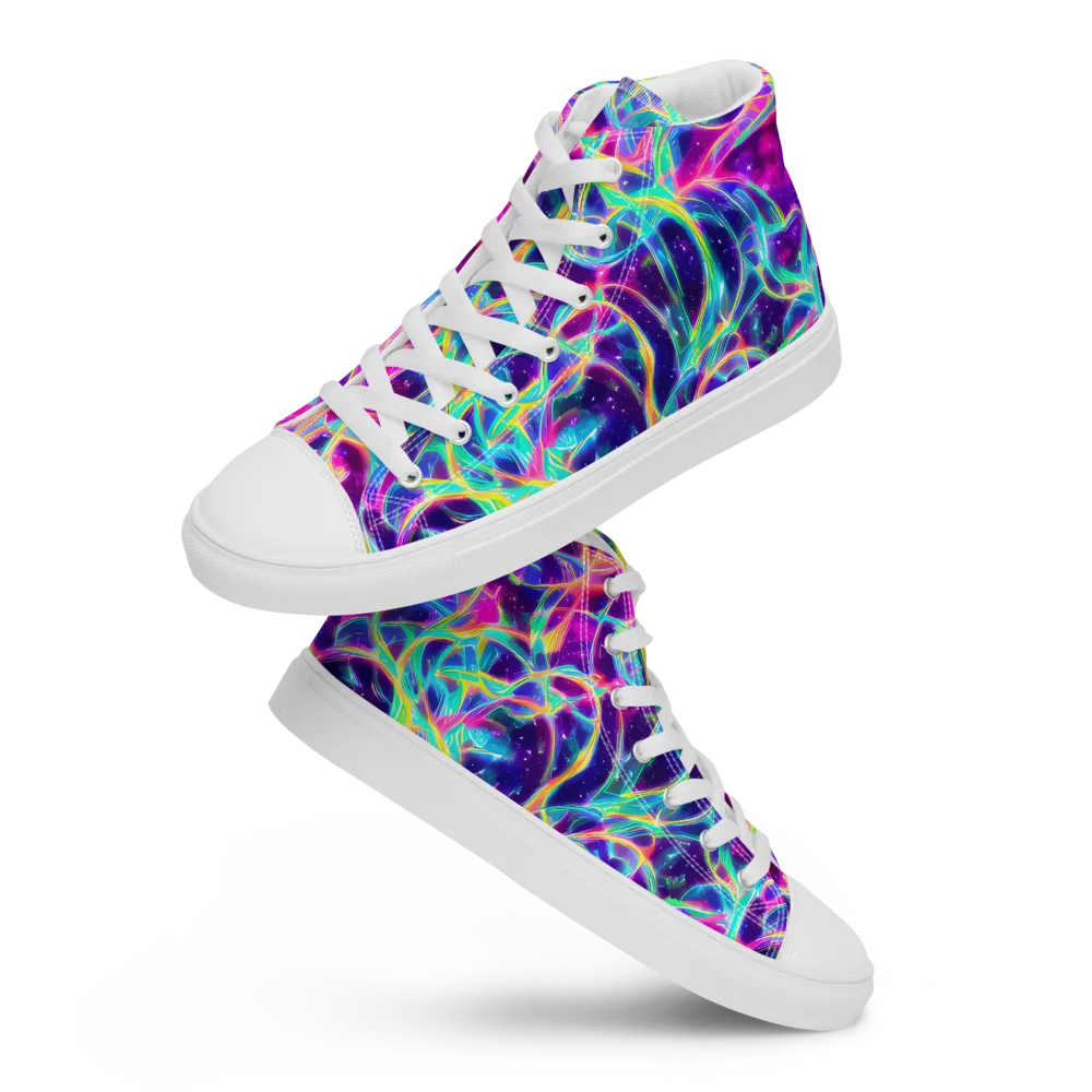 Electric Starweave on Men's High Top Canvas Shoes — Front