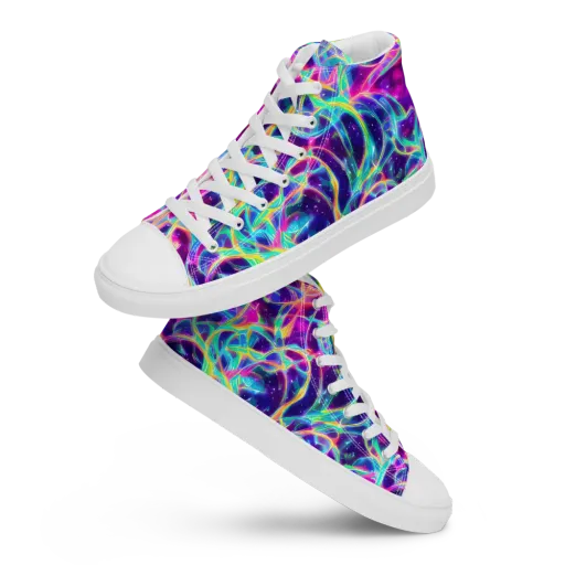 Electric Starweave on a Men's High Top Canvas Shoes