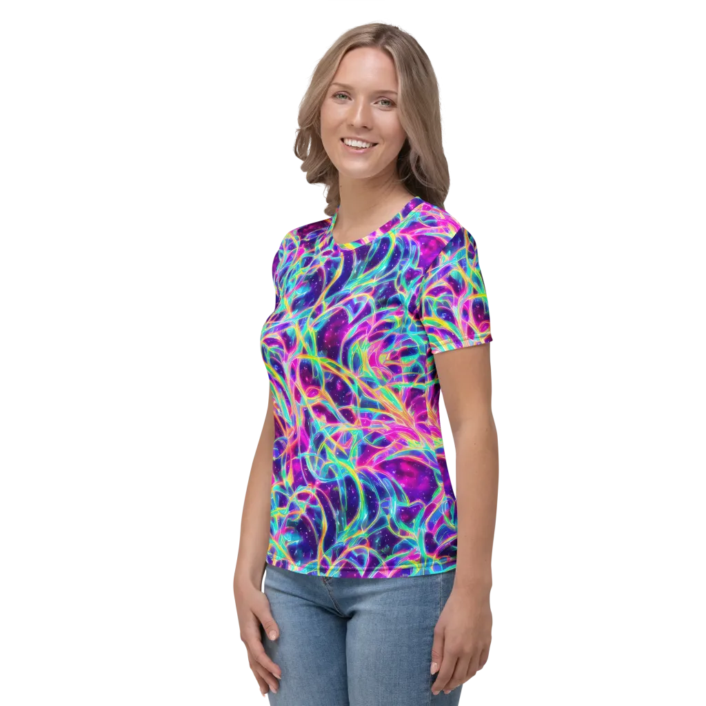 Electric Starweave on Women's Crew Neck T-Shirt — Left