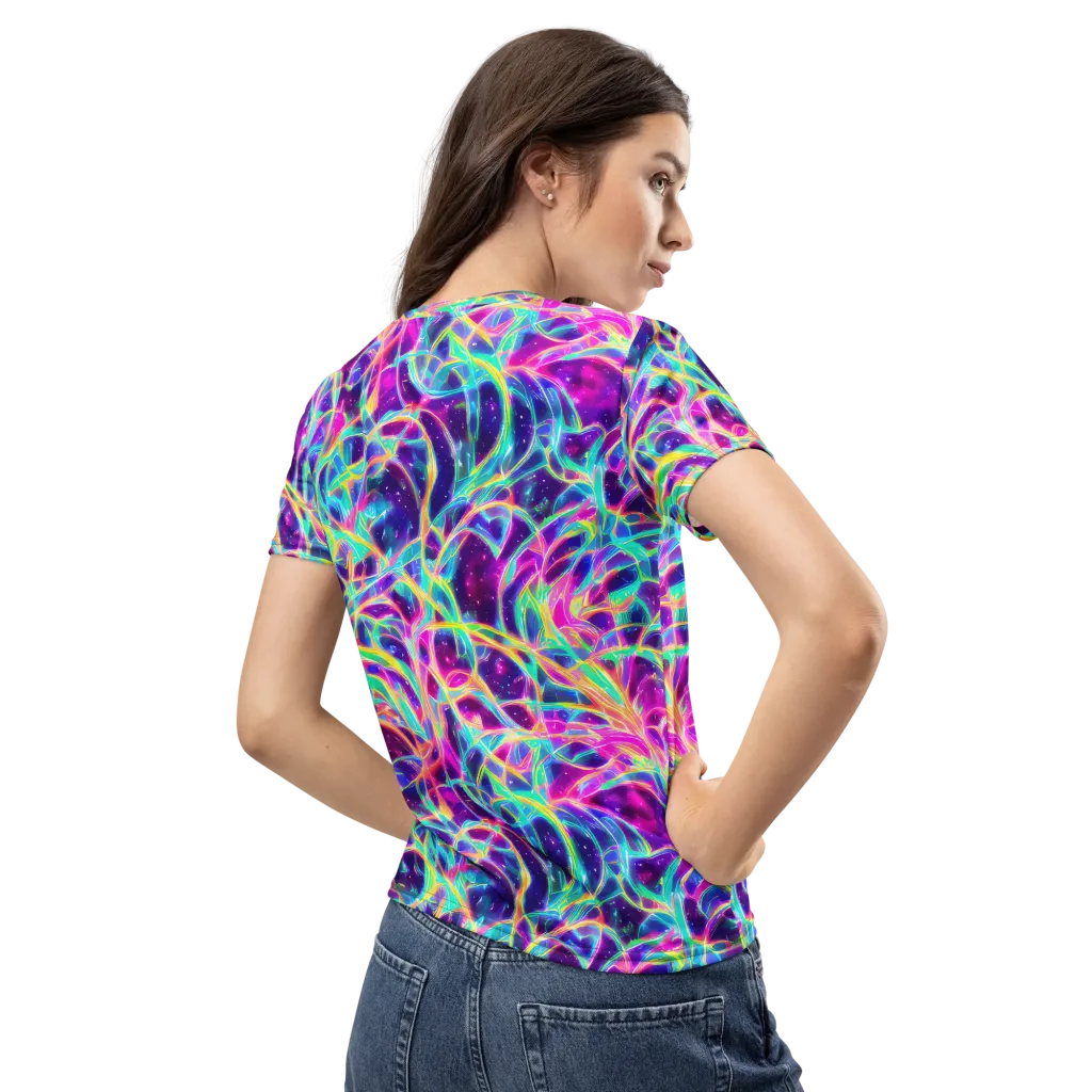 Electric Starweave on Women's Crew Neck T-Shirt — Back