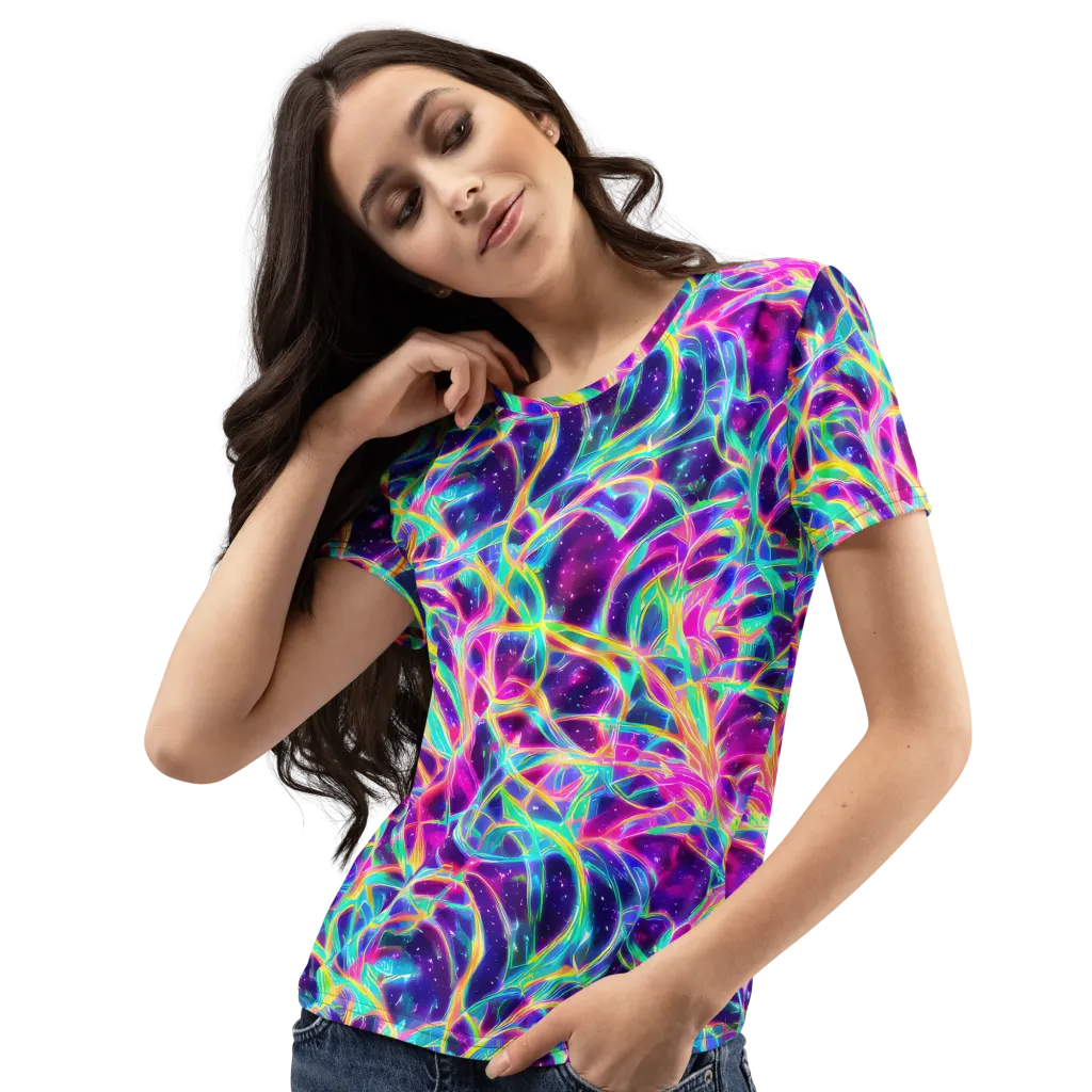 Electric Starweave on Women's Crew Neck T-Shirt — Left Front