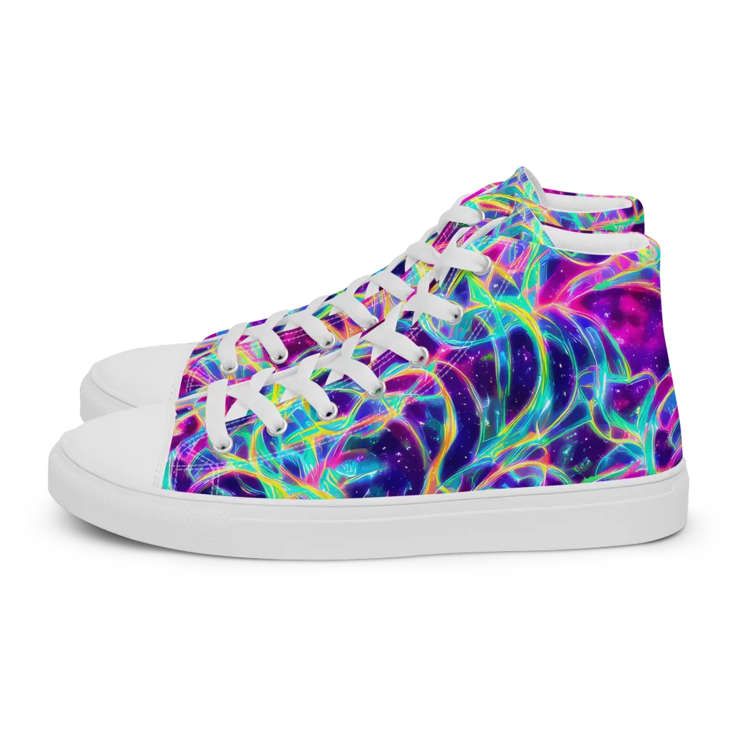 Electric Starweave on Women's High Top Canvas Shoes — Left