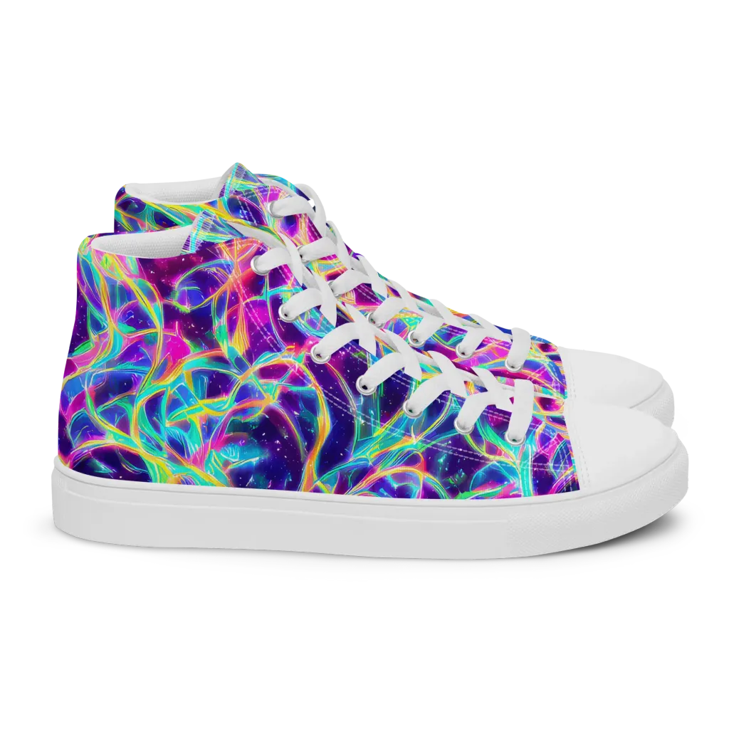 Electric Starweave on Women's High Top Canvas Shoes — Right