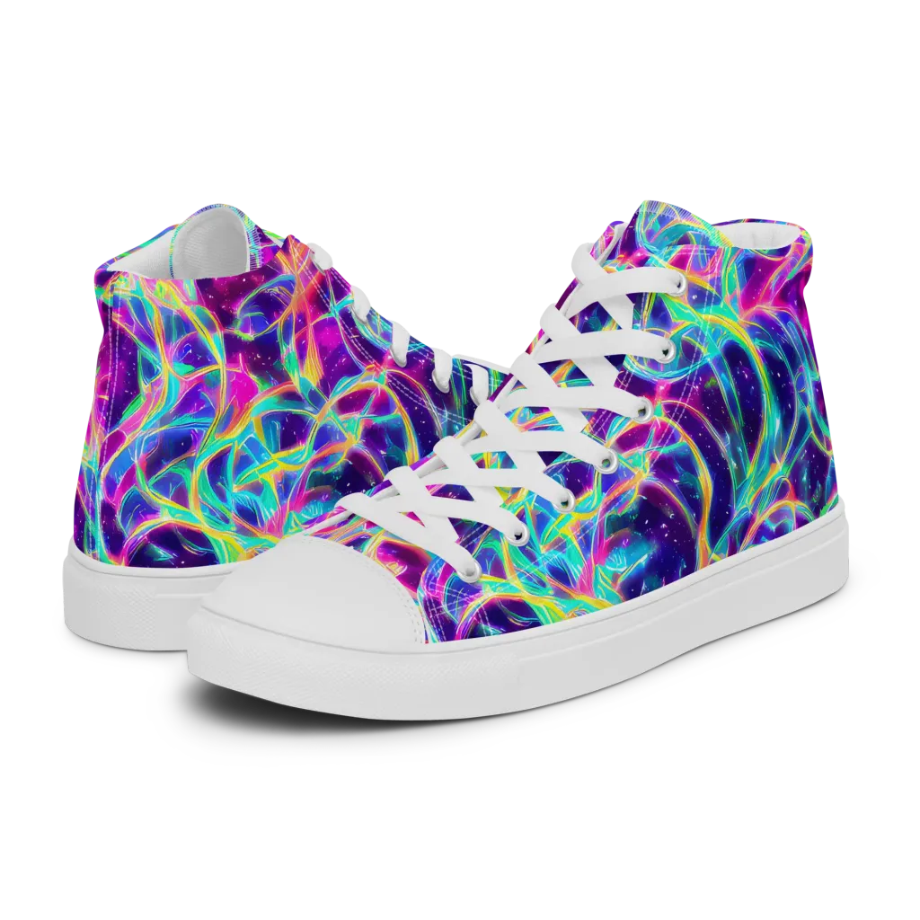 Electric Starweave on Women's High Top Canvas Shoes — Left