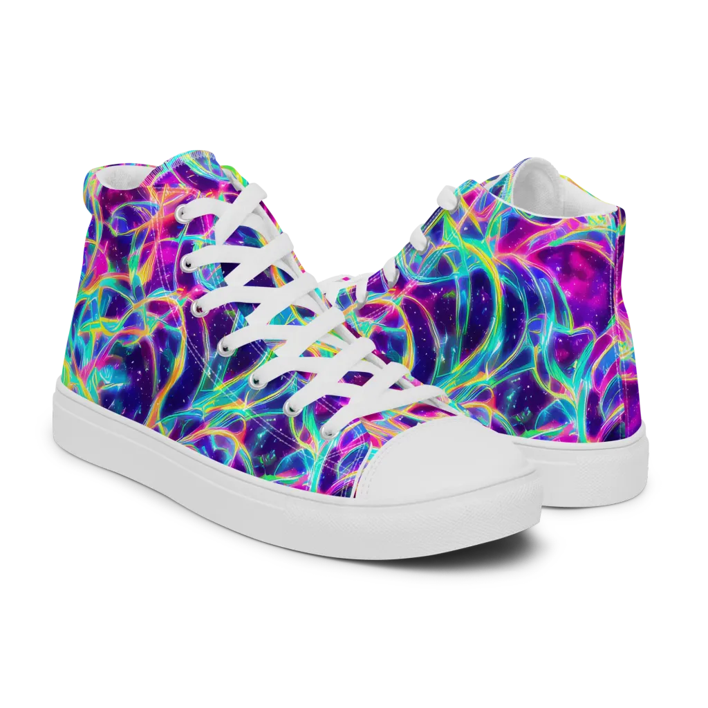 Electric Starweave on Women's High Top Canvas Shoes — Right