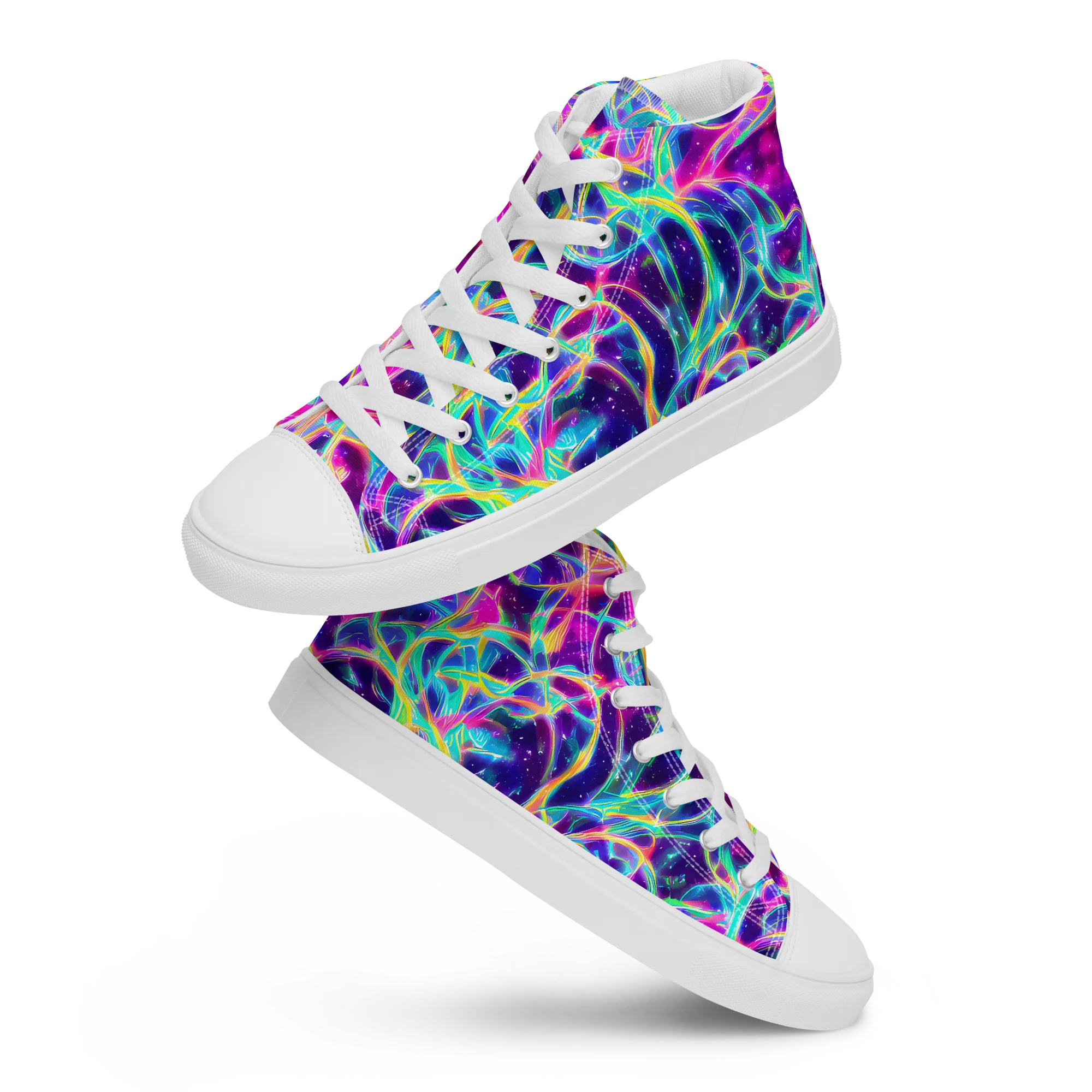 Electric Starweave on Women's High Top Canvas Shoes — Front