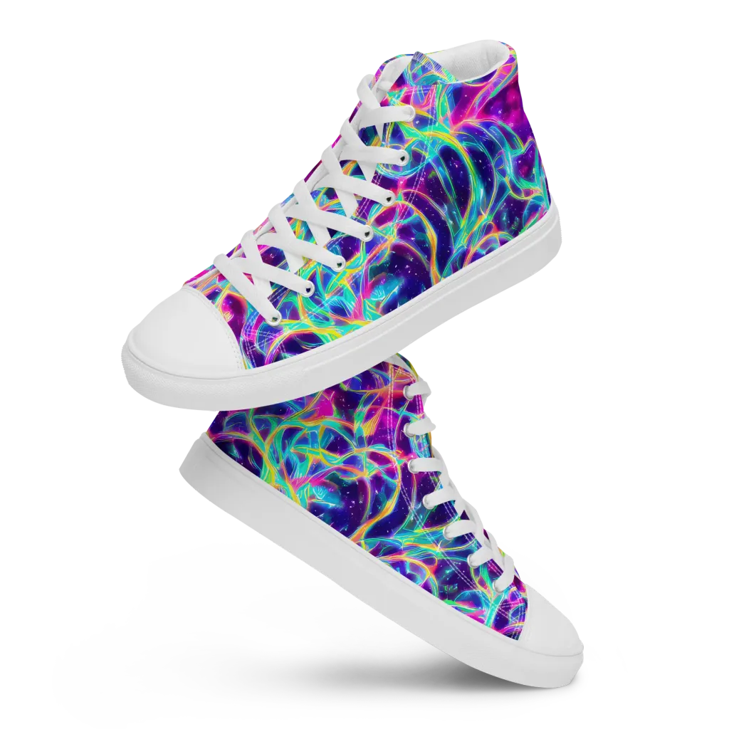 Electric Starweave on Women's High Top Canvas Shoes — Front