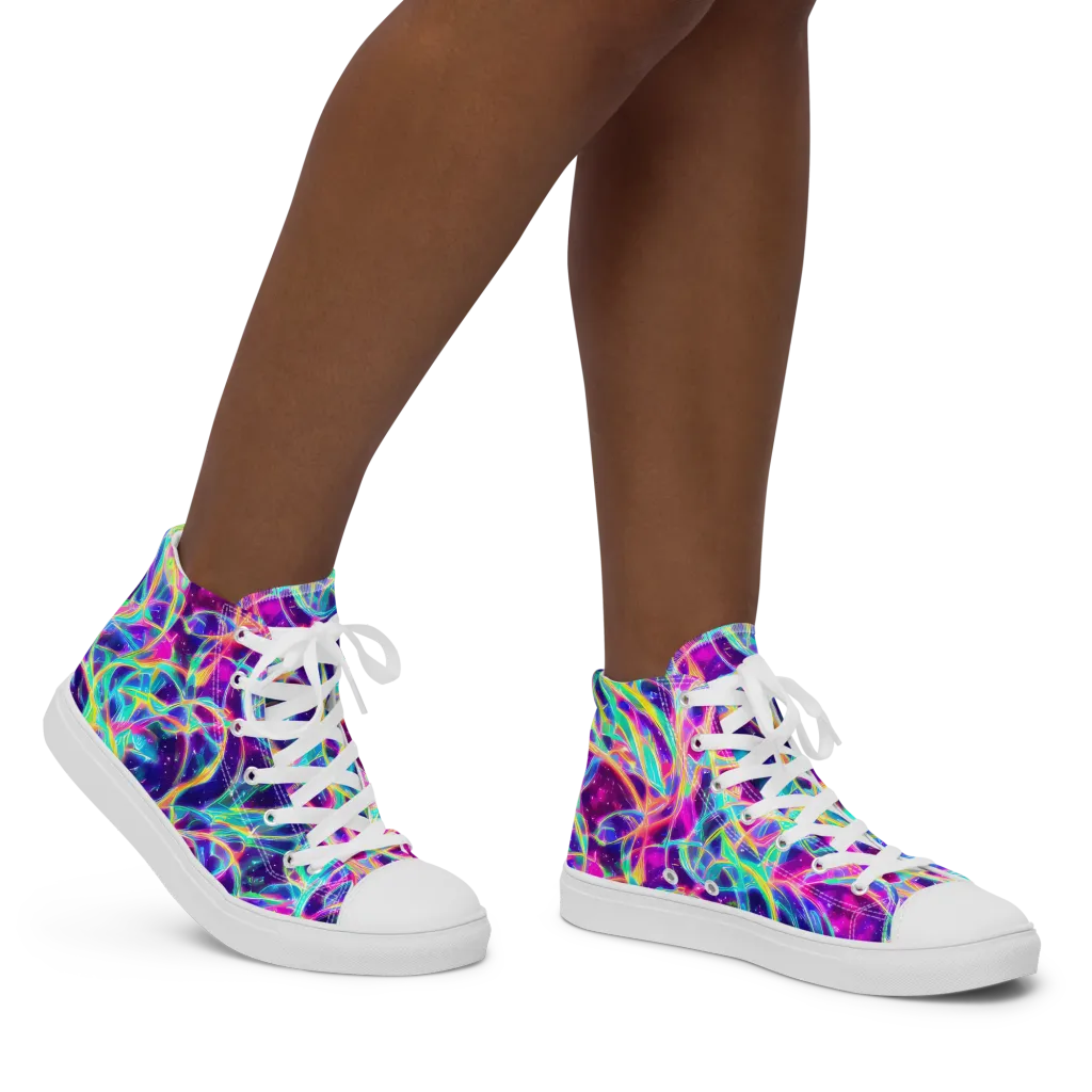 Electric Starweave on Women's High Top Canvas Shoes — Right
