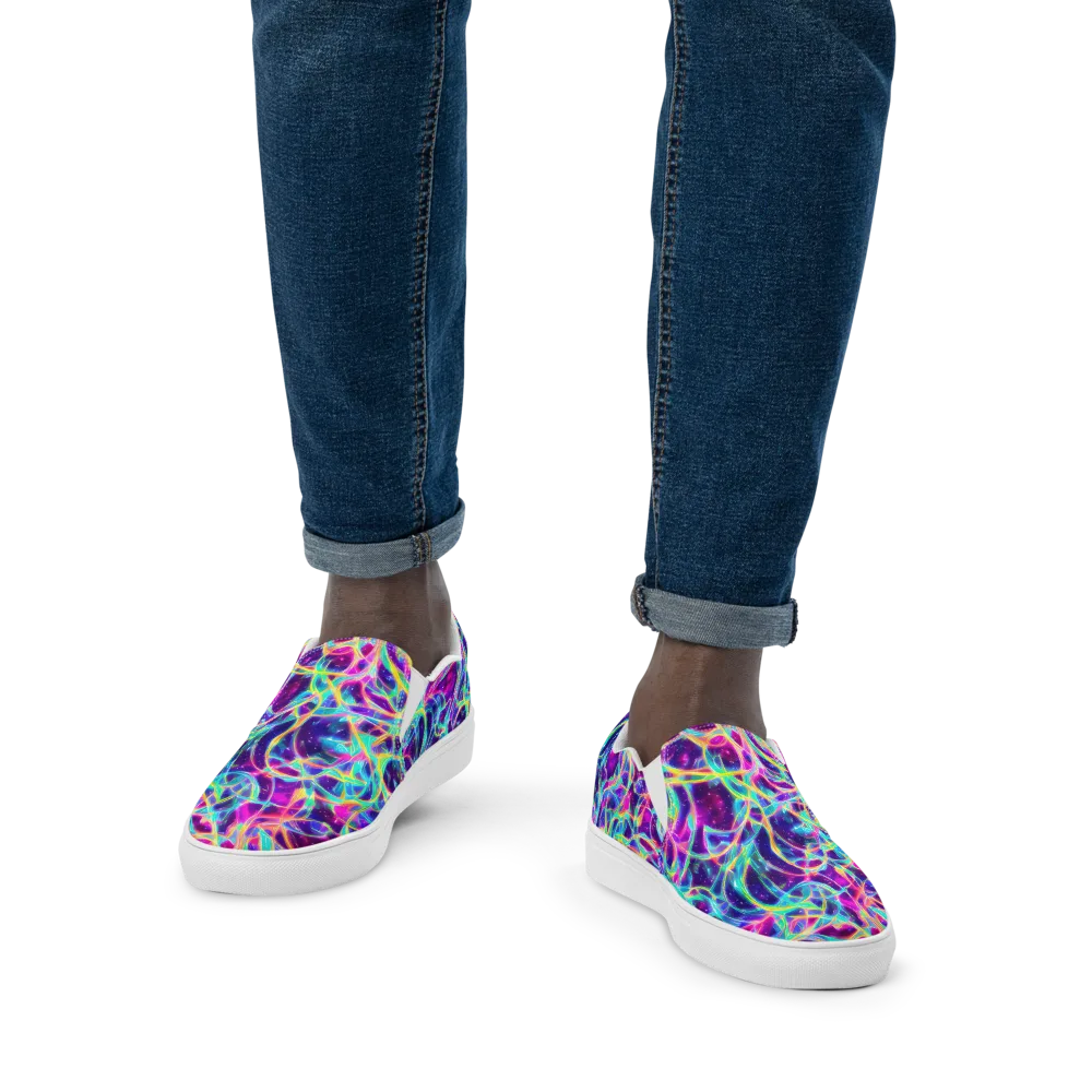 Electric Starweave on Men's Slip-On Canvas Shoes — Front
