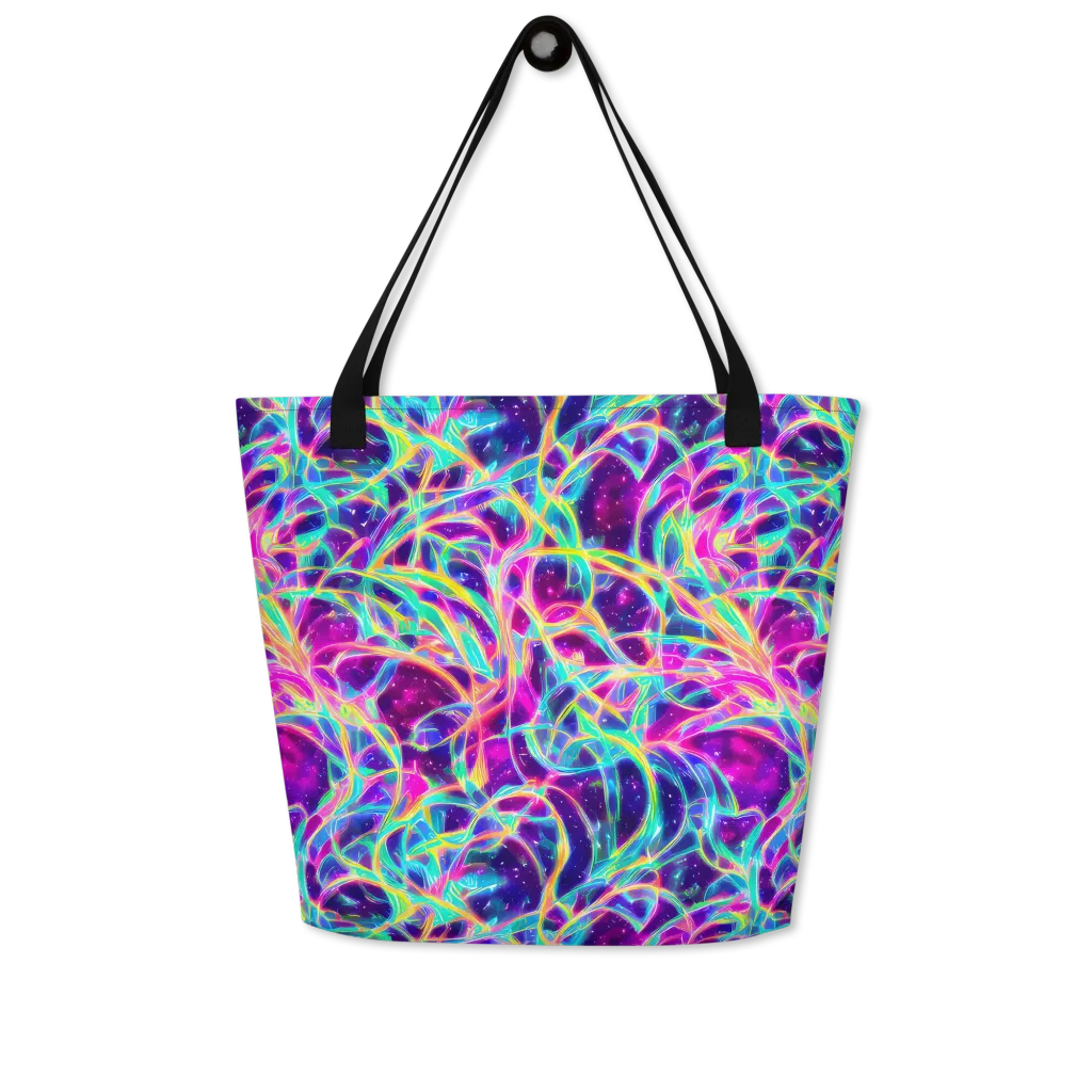 Electric Starweave on Large Tote Bag W/ Pocket — Front