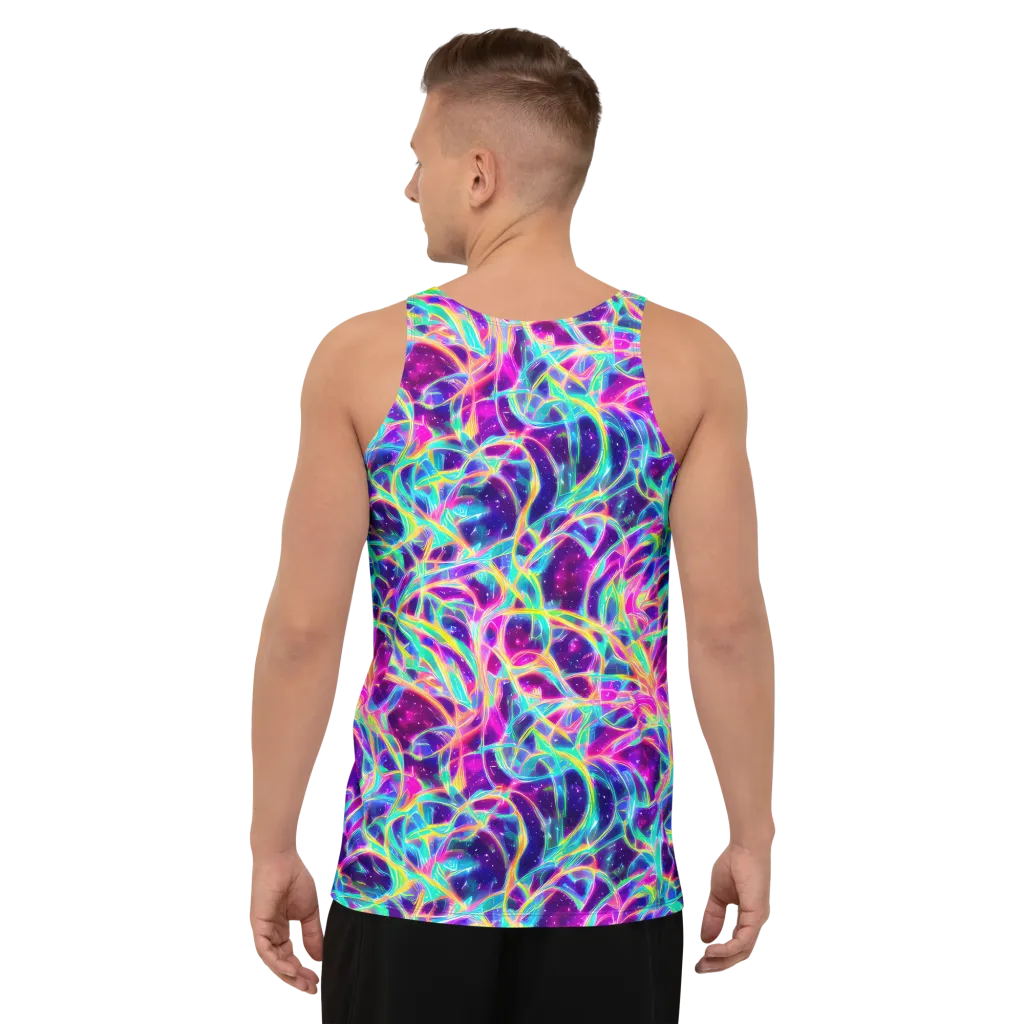 Electric Starweave on Men's Tank Top — Back