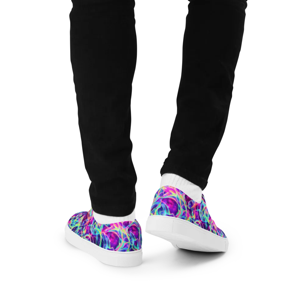 Electric Starweave on Men's Lace-Up Canvas Shoes — Back