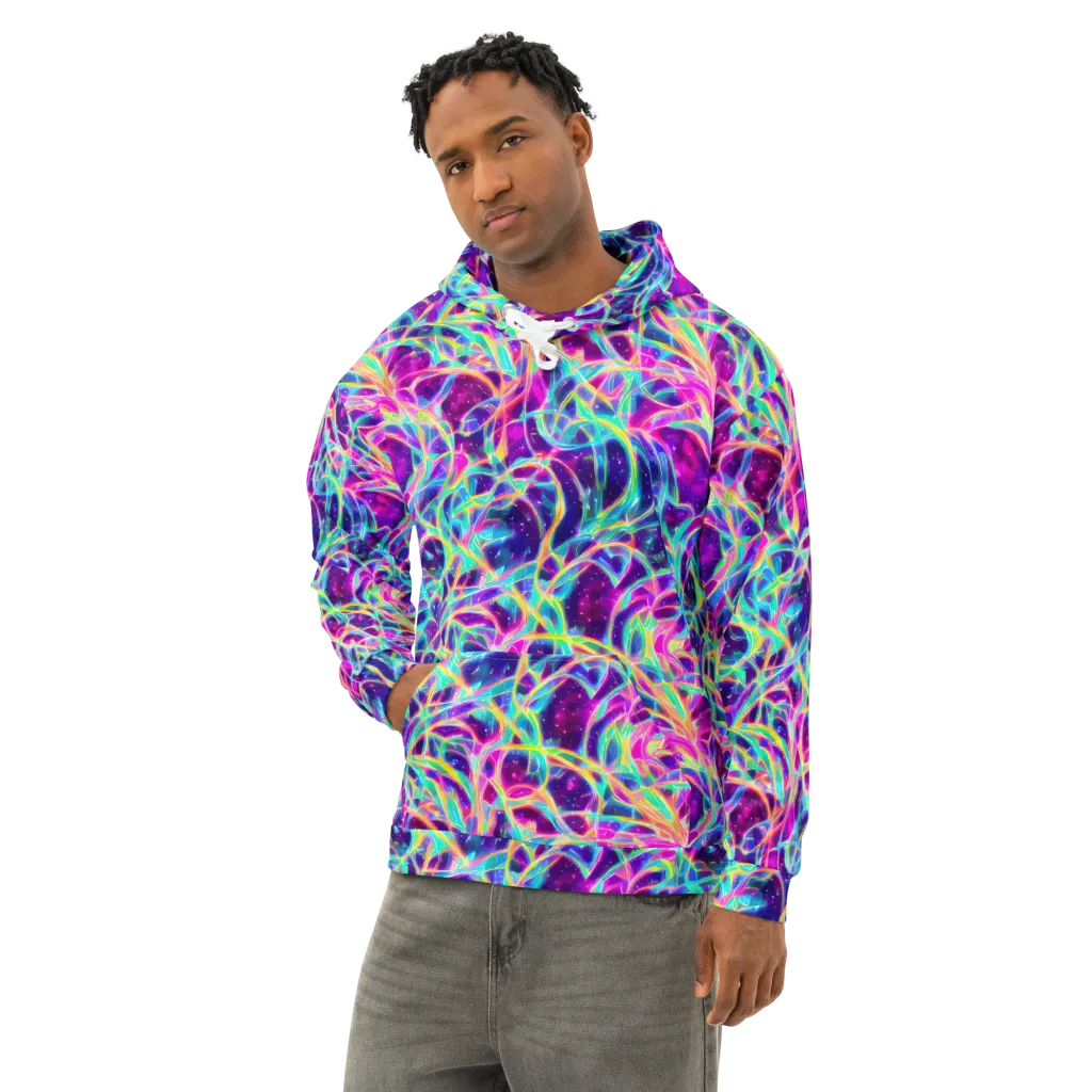 Electric Starweave on Cotton Hoodie — Left Front
