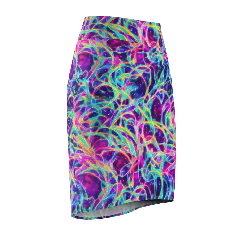 Electric Starweave on Pencil Skirt — Front Side