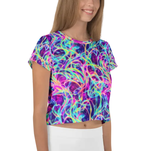 Electric Starweave on a Crop Tee