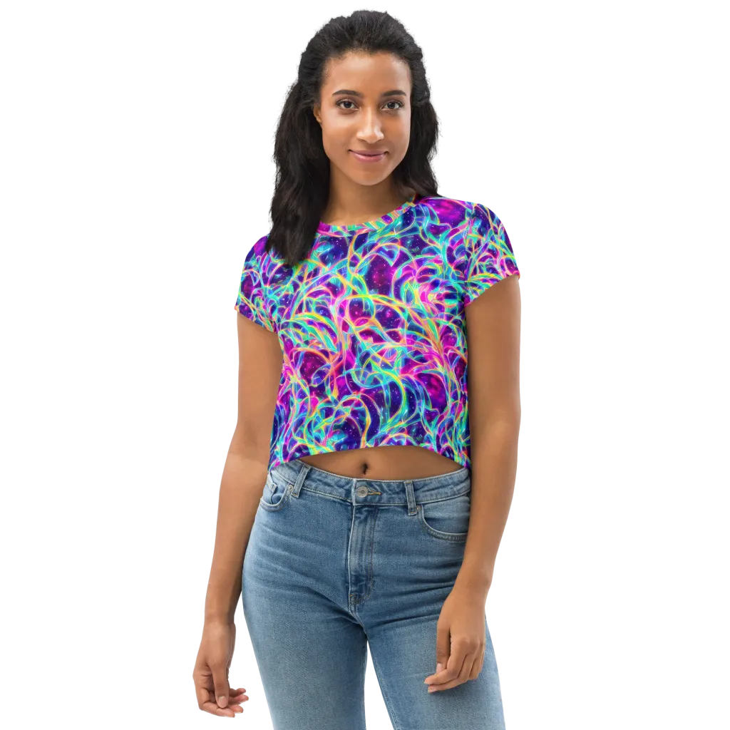 Electric Starweave on Crop Tee — Front