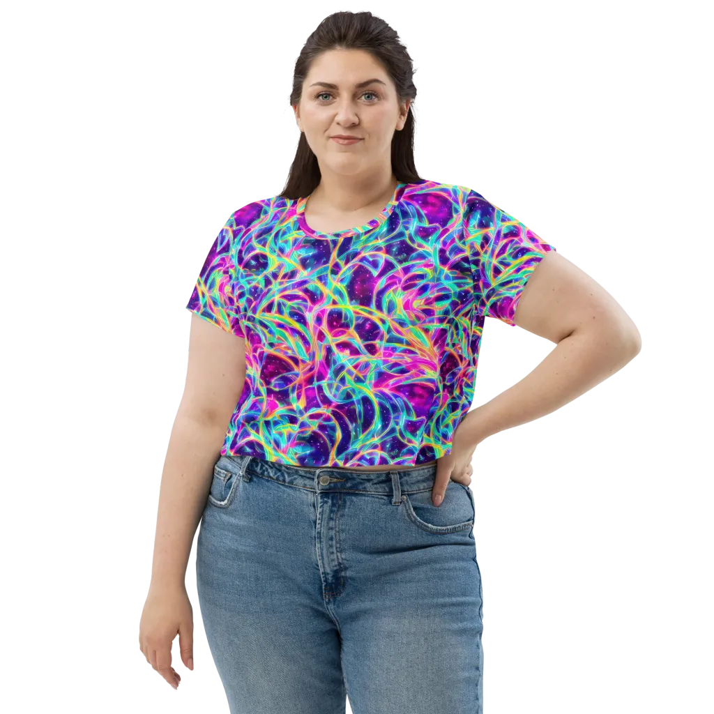 Electric Starweave on Crop Tee — Front