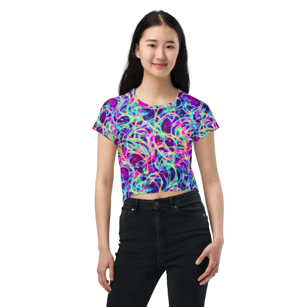 Electric Starweave on Crop Tee — Front