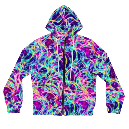 Electric Starweave on a Women's Full-Zip Hoodie
