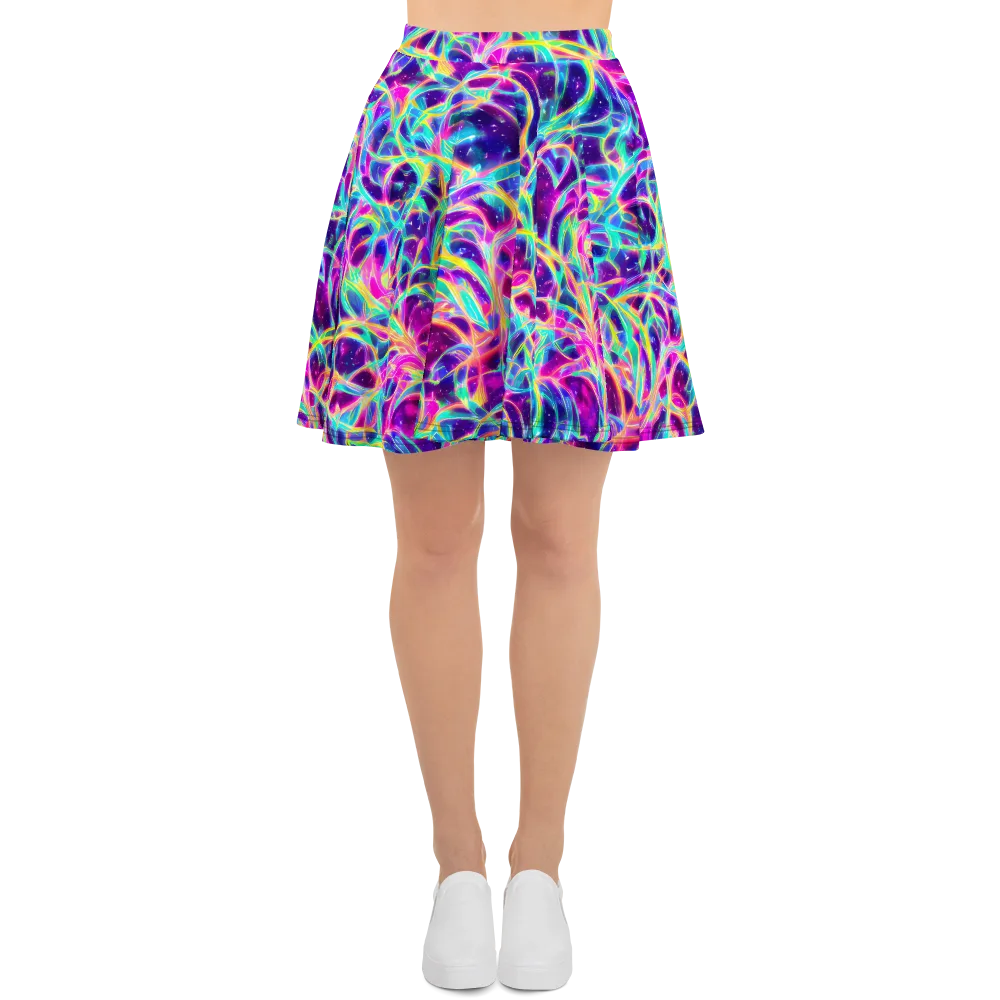 Electric Starweave on Skater Skirt — Front