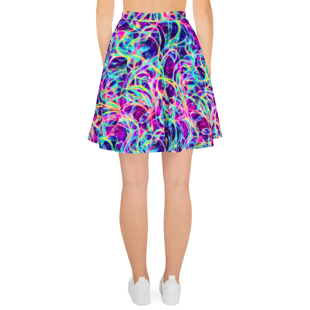 Electric Starweave on Skater Skirt — Back