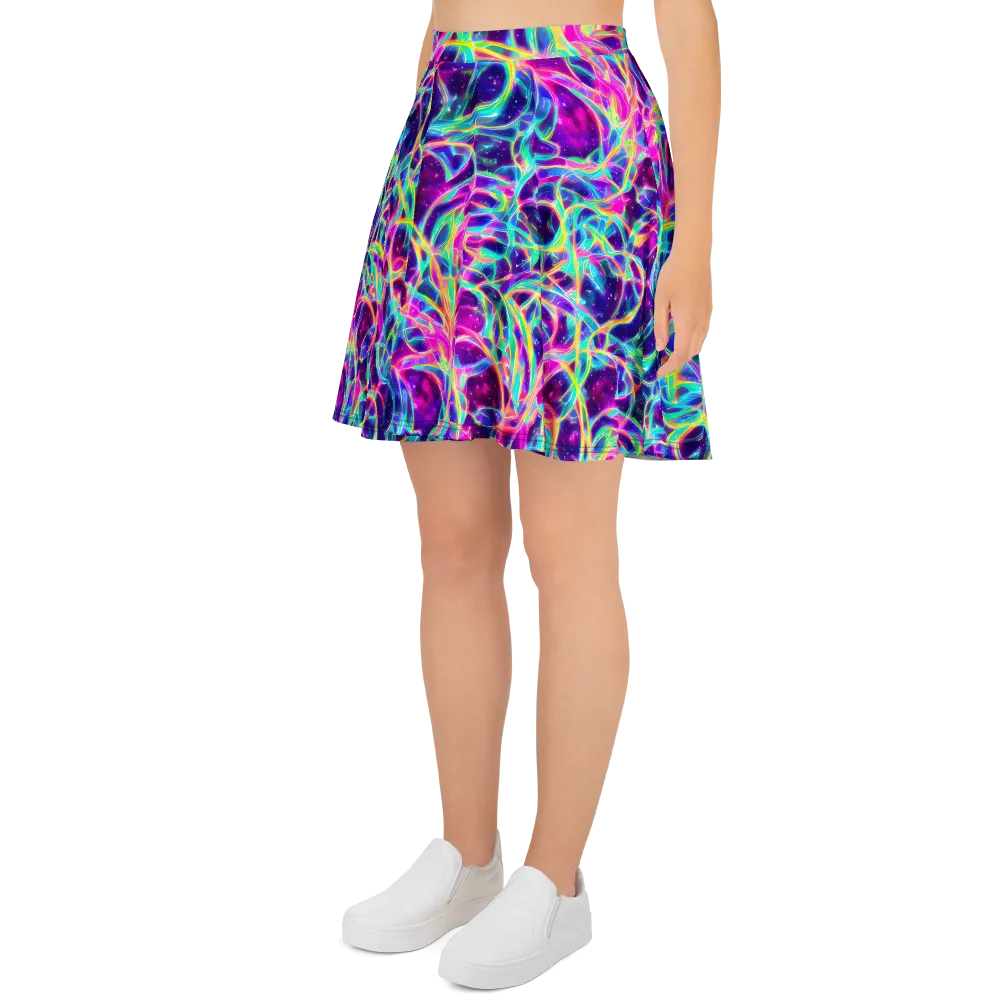 Electric Starweave on Skater Skirt — Left
