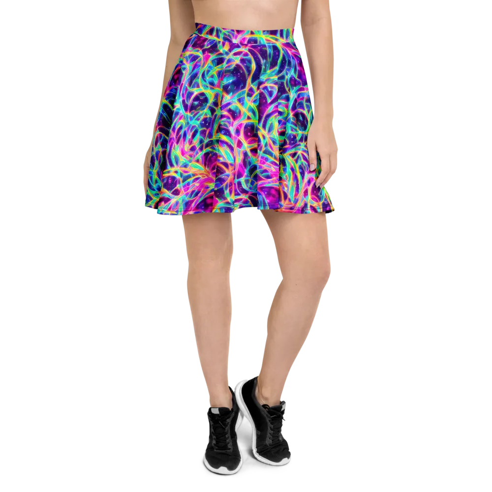 Electric Starweave on Skater Skirt — Front