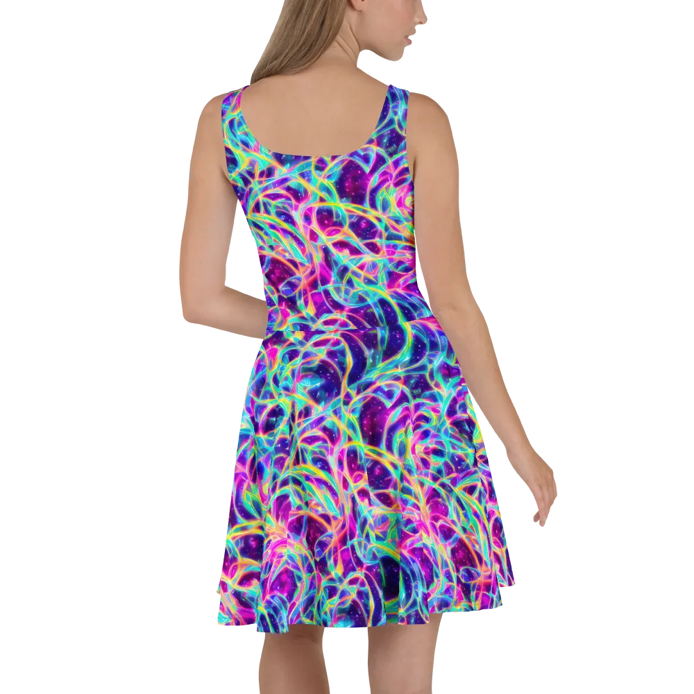 Electric Starweave on Skater Dress — Back