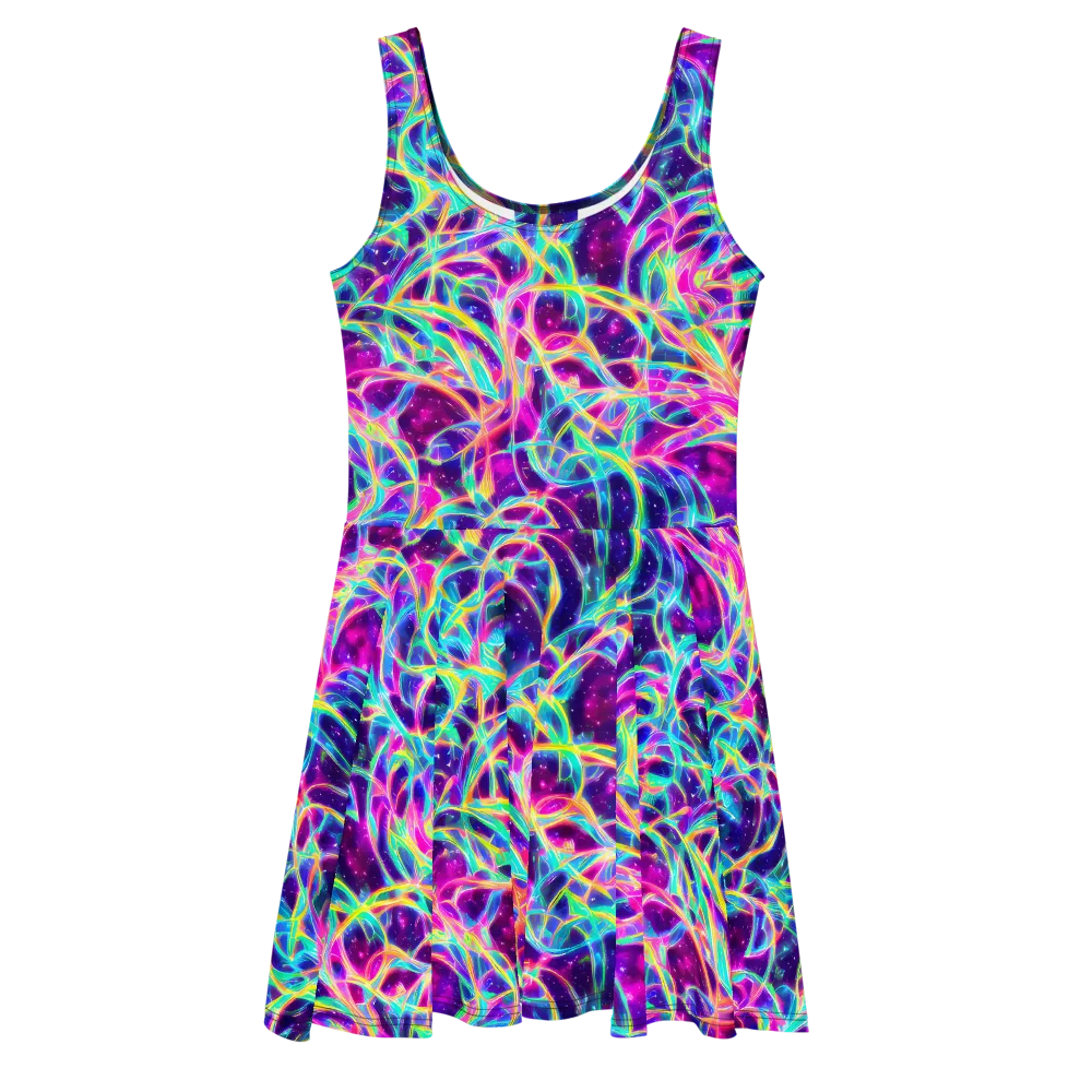Electric Starweave on Skater Dress — Front