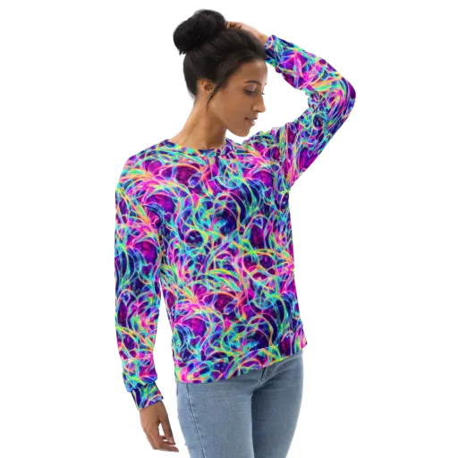 Electric Starweave on a Sweatshirt