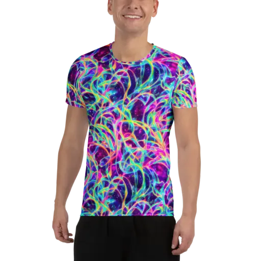 Electric Starweave on a Men's Athletic T-Shirt