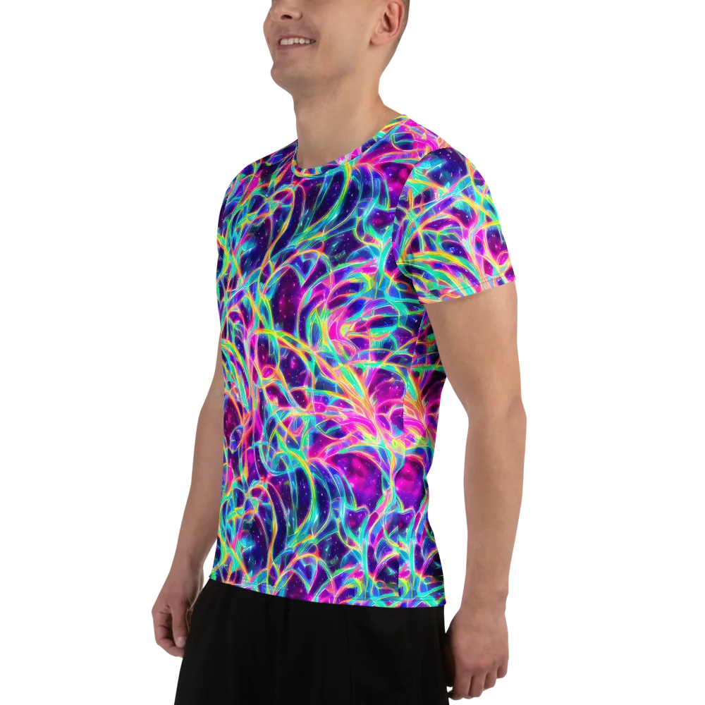 Electric Starweave on Men's Athletic T-Shirt — Left
