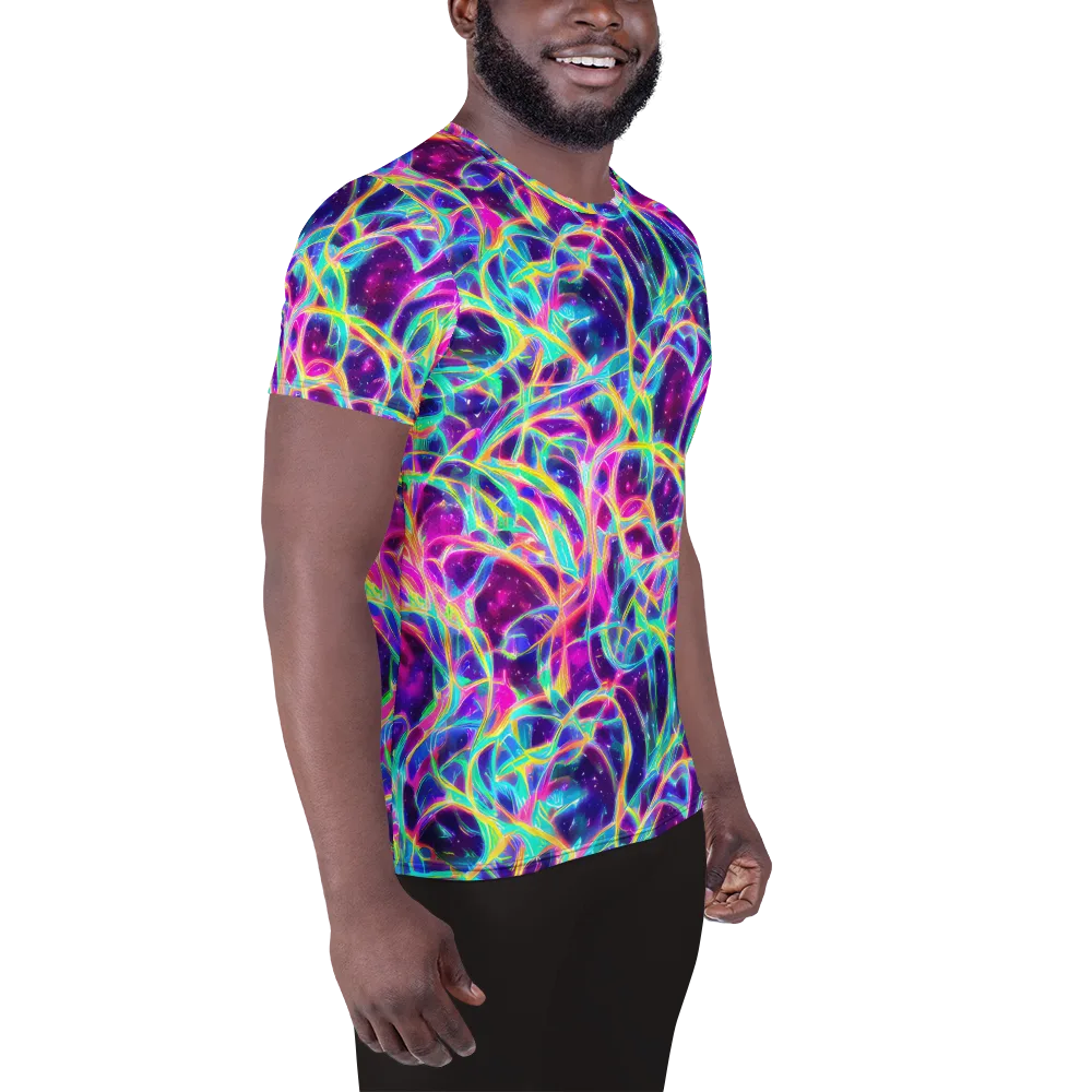 Electric Starweave on Men's Athletic T-Shirt — Right