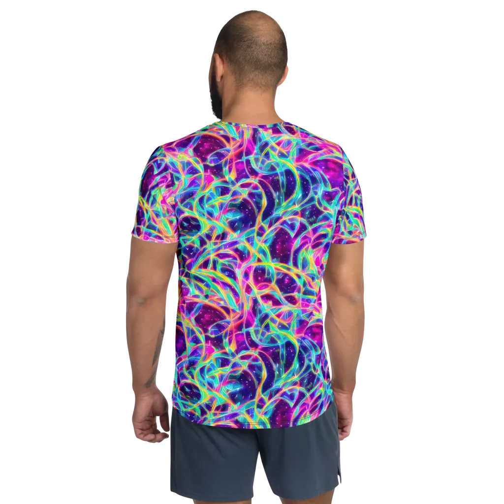 Electric Starweave on Men's Athletic T-Shirt — Back
