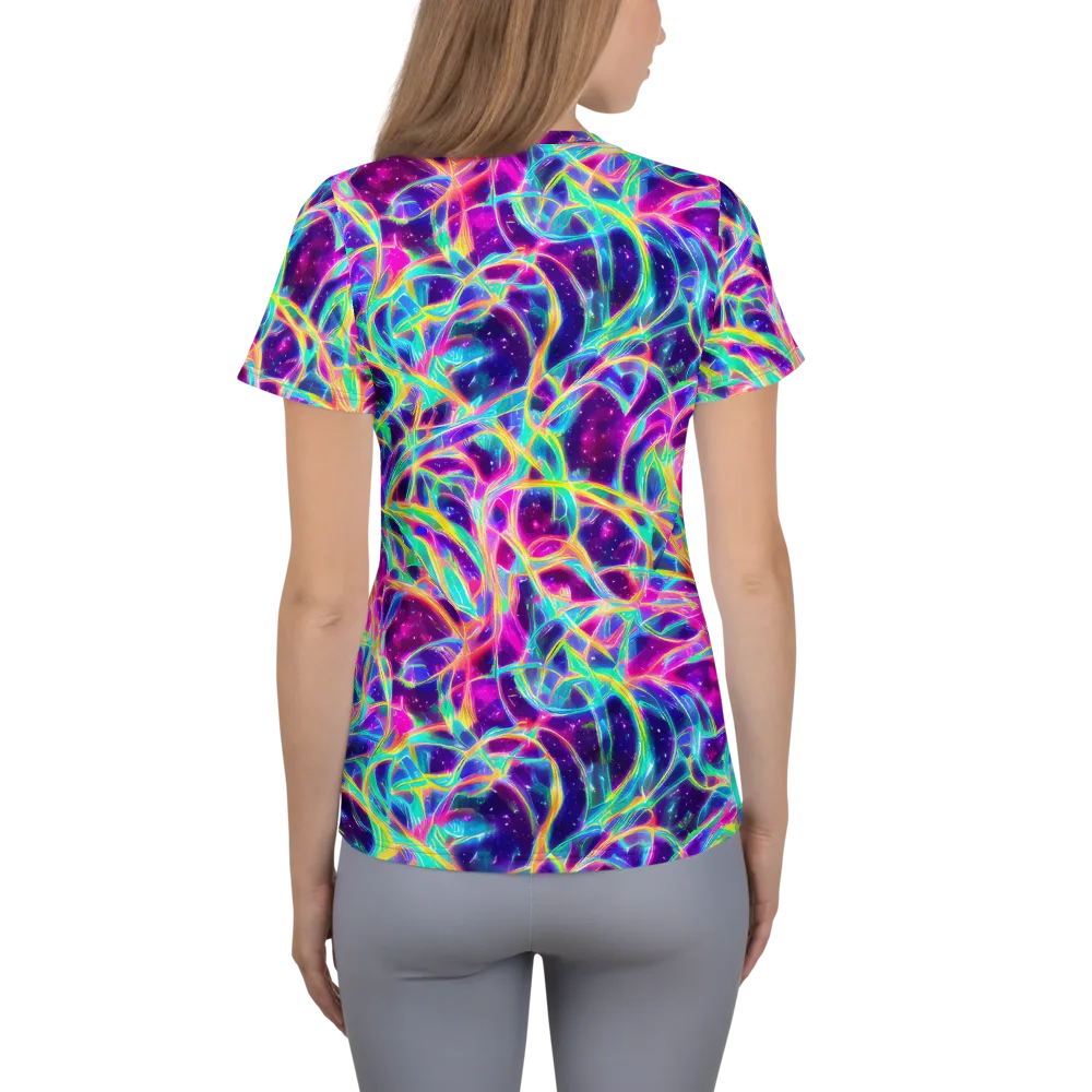 Electric Starweave on Women's Athletic T-Shirt — Back