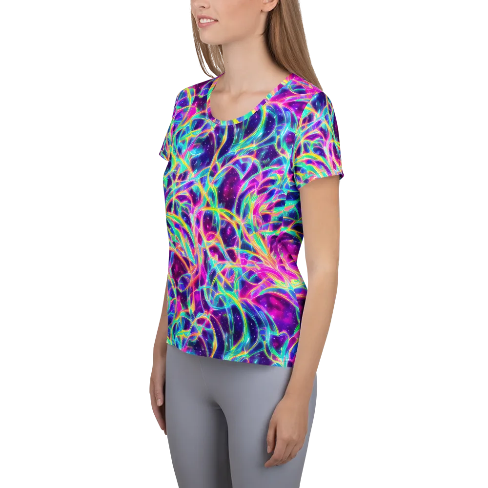 Electric Starweave on Women's Athletic T-Shirt — Left