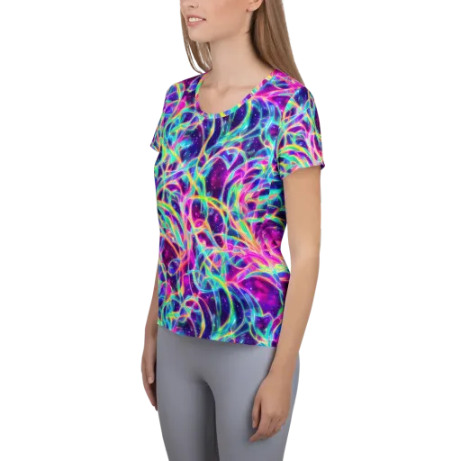 Electric Starweave on a Women's Athletic T-Shirt