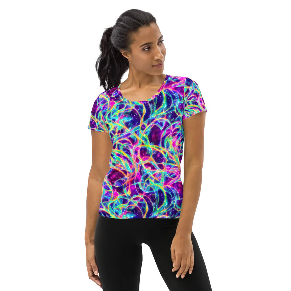 Electric Starweave on Women's Athletic T-Shirt — Front