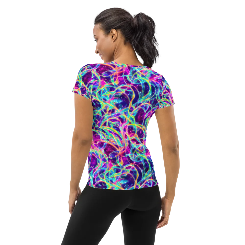 Electric Starweave on Women's Athletic T-Shirt — Back