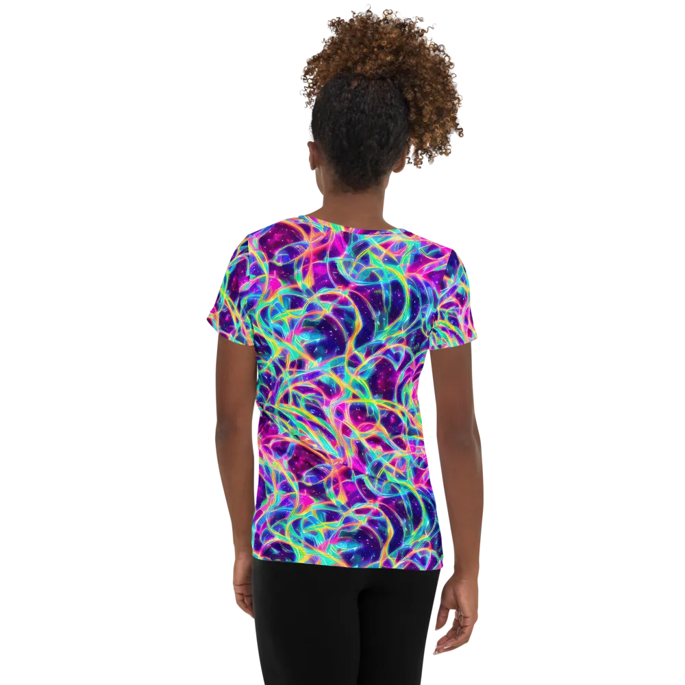 Electric Starweave on Women's Athletic T-Shirt — Back