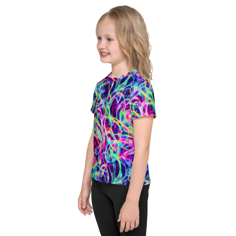 Electric Starweave on Kids Crew Neck T-Shirt — Left