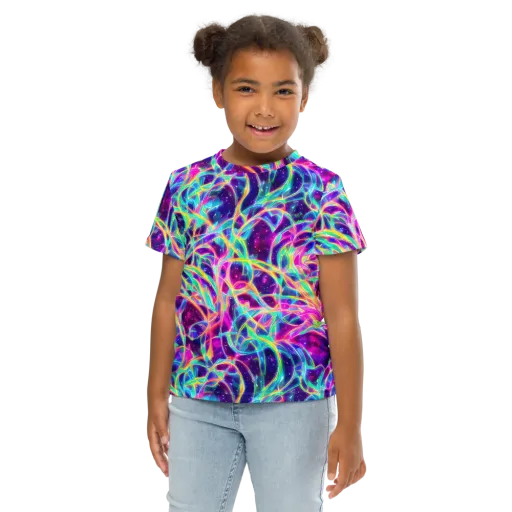 Electric Starweave on a Kids Crew Neck T-Shirt