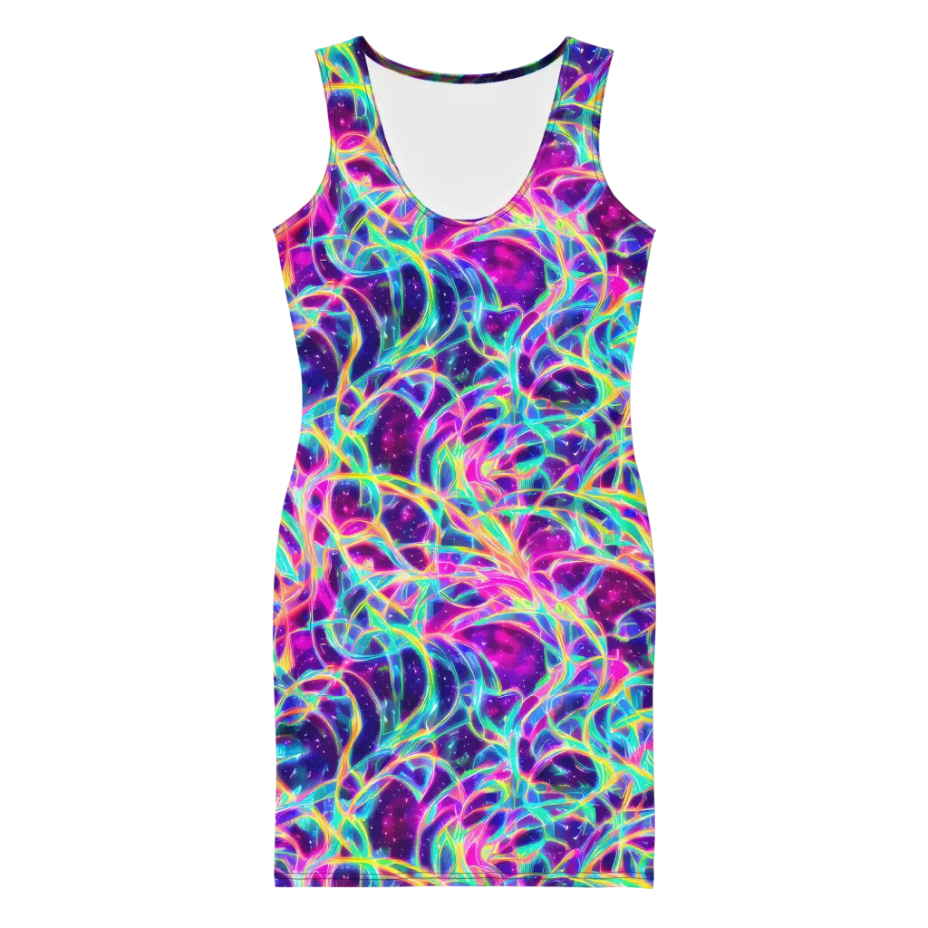 Electric Starweave on Bodycon Dress — Front