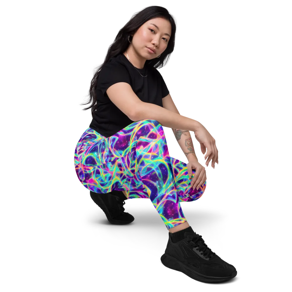 Electric Starweave on Leggings with Pockets — Right Front