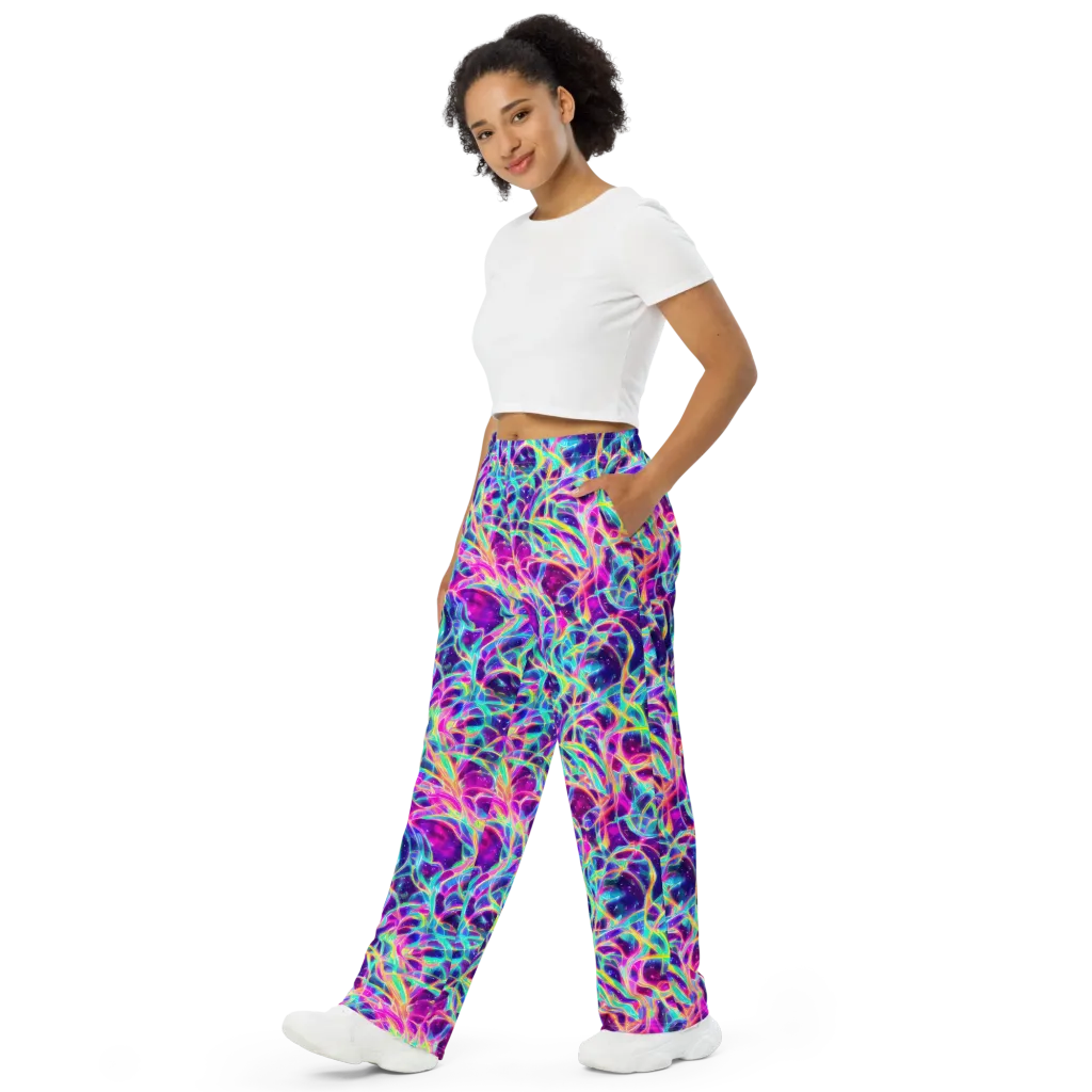 Electric Starweave on Wide-Leg Pants — Left Front