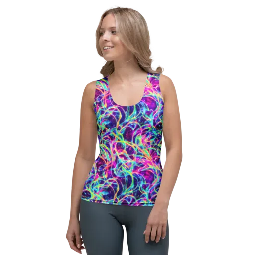 Electric Starweave on a Women's Tank Top