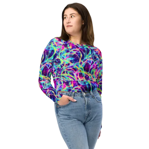 Electric Starweave on a Long Sleeve Crop Top