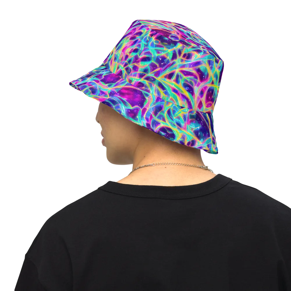 Electric Starweave on Reversible Bucket Hat — Back Inside