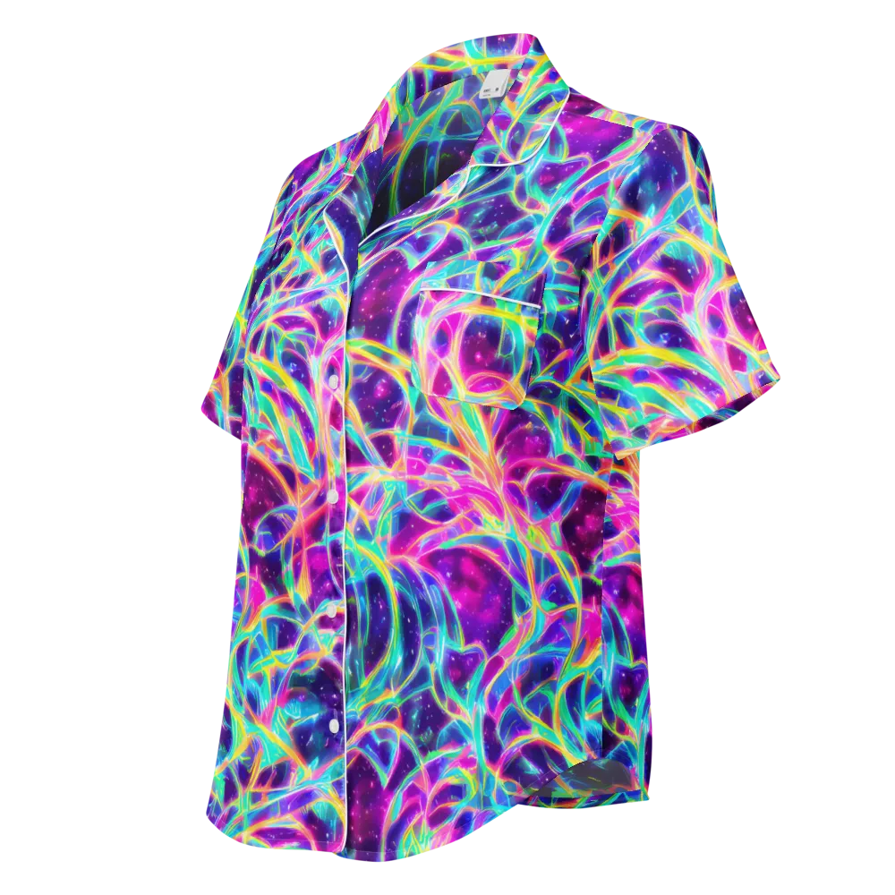 Electric Starweave on Women's Short Sleeve Pajama Top — Left Front